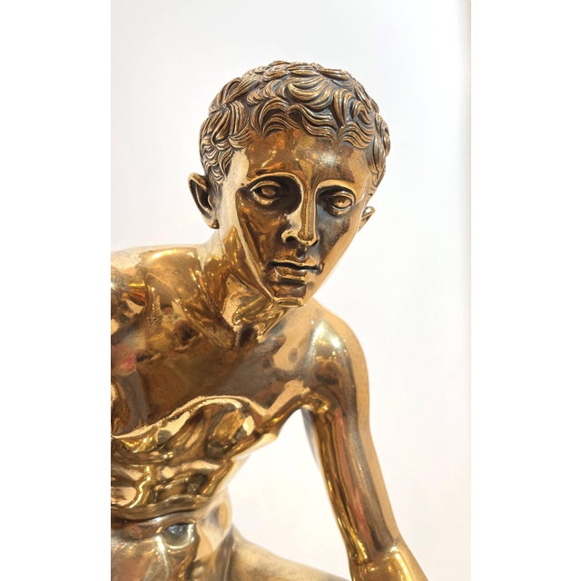 Bronze Late 20th Century Bronze Nude Mercury Figural Sculpture on Stone Base For Sale - Image 8 of 11
