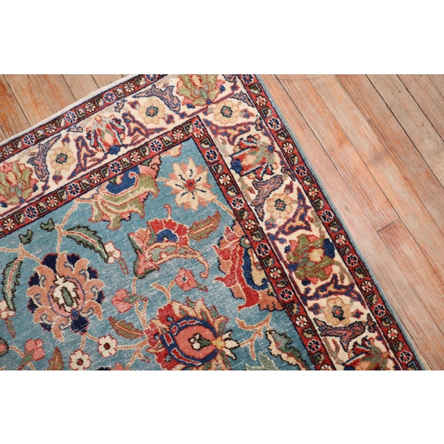 Pair of Teal Persian Tabriz Rugs rug no. j3704 For Sale - Image 14 of 18