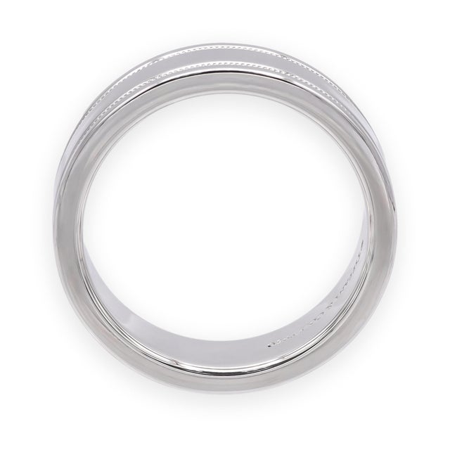 Tiffany and Co. Tiffany & Co Platinum Together Double Milgrain Wedding Band 6 Mm Size 7.5 For Sale - Image 4 of 5