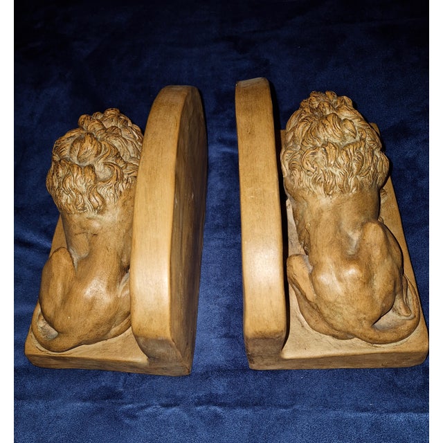 A Pair of Neoclassical Reclining Lion Bookends Fd For Sale - Image 4 of 8