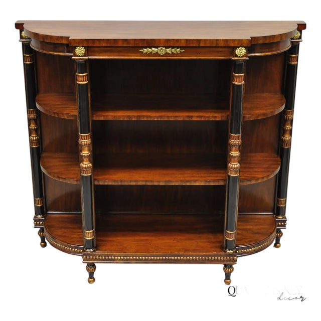 Late 20th Century Maitland Smith French Empire Regency Style Mahogany Console Table Bookcase Curio For Sale