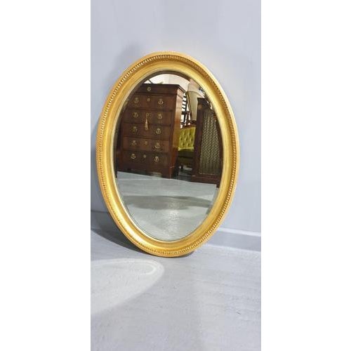Antique Edwardian Gilt Oval Mirror For Sale - Image 3 of 9