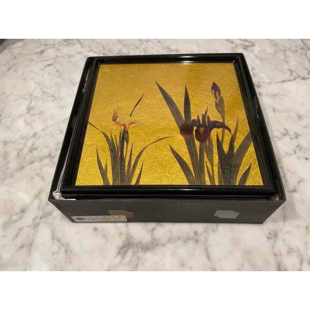 Vintage Lacquer Japanese Square Plates Set of 5 Chairish