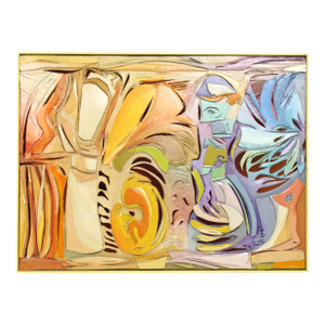 Mid 20th Century Vintage Mixed Media Postmodern Pastel Tone Painting Wall Sculpture #1, Framed