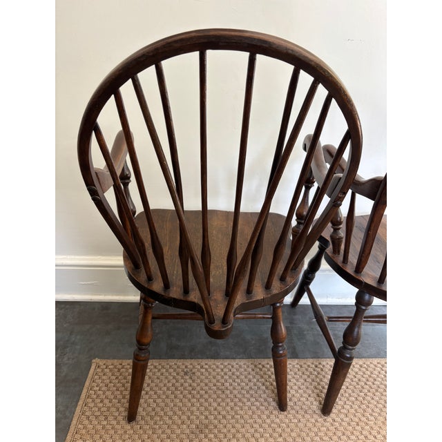 Brown Antique American Windsor Chairs, a Pair For Sale - Image 8 of 13