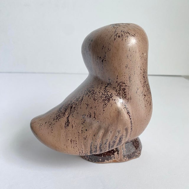 Mid 20th Century Blue Mountain Pottery Owl Figurine Vintage Mid Century Modern Brown Glaze For Sale - Image 5 of 7