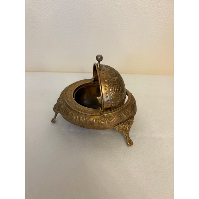 Metal Mid 20th Century Ornate Embossed Brass Roll-Top Caviar Server For Sale - Image 7 of 9