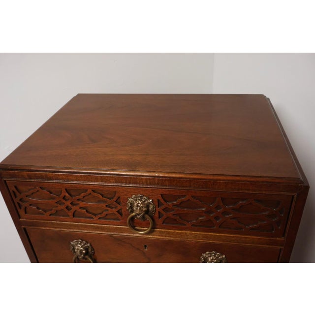 Brown 1980s Baker Historic Charleston Mahogany Tall Chest With Lion Head Pulls For Sale - Image 8 of 10