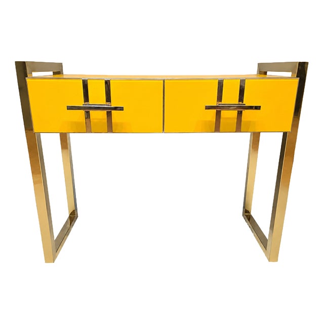 Glass Console Table with Drawers, 1980s For Sale
