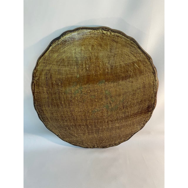 Large Mid 20th Century Red and Gold Round Italian Florentine Decorative Tray For Sale - Image 10 of 12