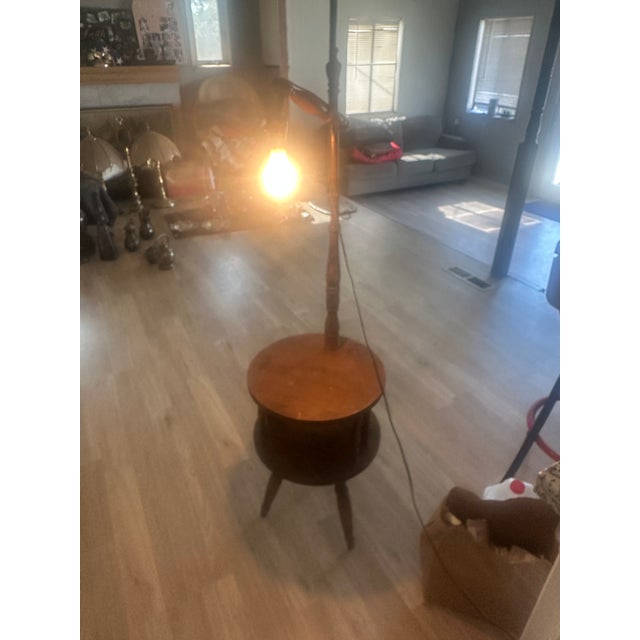 Vintage Mid-Century Modern George Bent Floor Lamp Table: Mid-Century Modern Wood Accent For Sale - Image 4 of 5