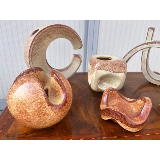 Beige Vintage Ceramics by Roberto Rigon for Bertoncello, 1960s, Set of 6 For Sale - Image 8 of 14