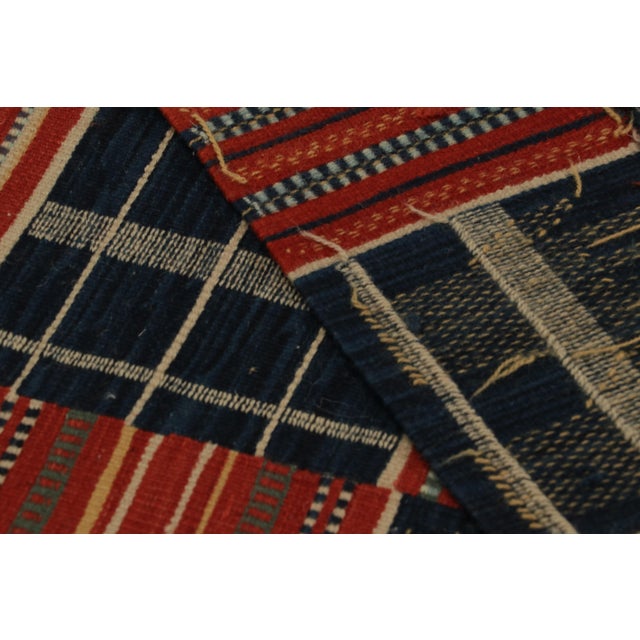 Rug & Kilim’s Modern Geometric Red and Blue Wool Runner For Sale - Image 10 of 10