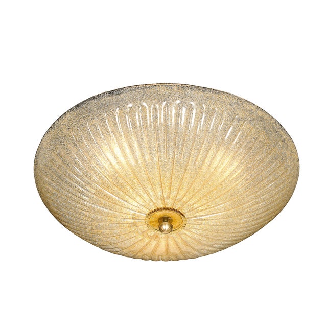 Mid-Century Modern Mid-Century Barovier Y Toso Hand-Blown Murano Glass Chandelier W/ Gold Flecks For Sale - Image 3 of 18