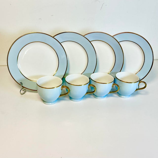 Ceramic Vintage Coastal Hollywood Regency Ralph Lauren Hampton’s Tea Luncheon Plates, Cups - Set of 8 For Sale - Image 7 of 15