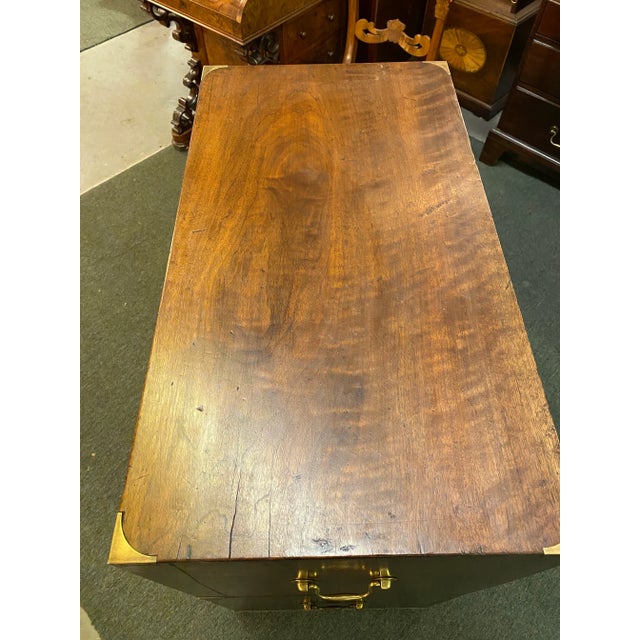 Campaign English Mahogany 19thc Campaign Chest For Sale - Image 3 of 7