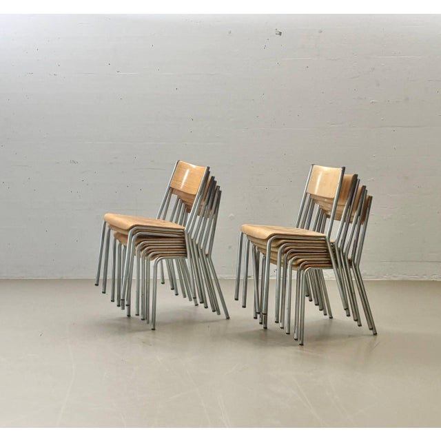 Swiss Bigla Stacking Chair in Beech For Sale - Image 13 of 17