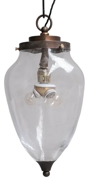 Large Clear Glass Pendant Light, 1950s