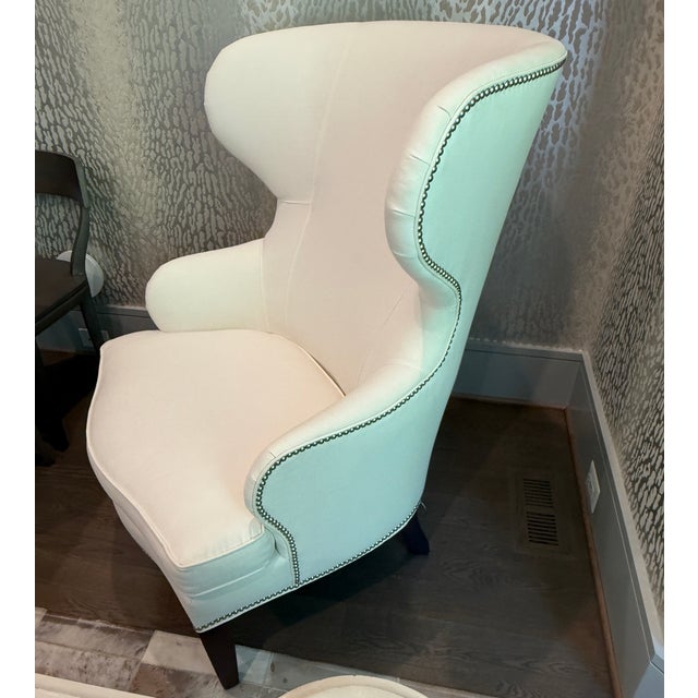 White Ethan Allen Wilder Wing Chair For Sale - Image 8 of 14