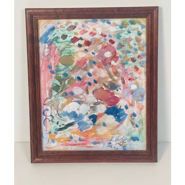 1970s 1970s Abstract Original Art in Antique Frame For Sale - Image 5 of 8