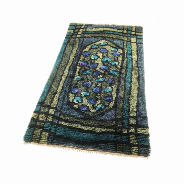 Scandinavian Abstract High Pile Rya Rug Carpet, Sweden, 1960s For Sale - Image 15 of 16