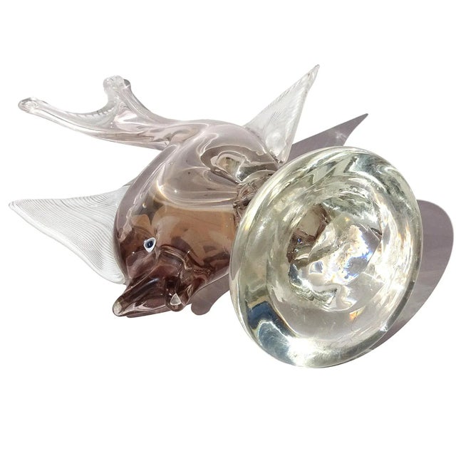 Glass Murano Dino Martens Vintage Sommerso Soft Champagne Purple Italian Art Glass Fish Sculpture Figure For Sale - Image 7 of 7