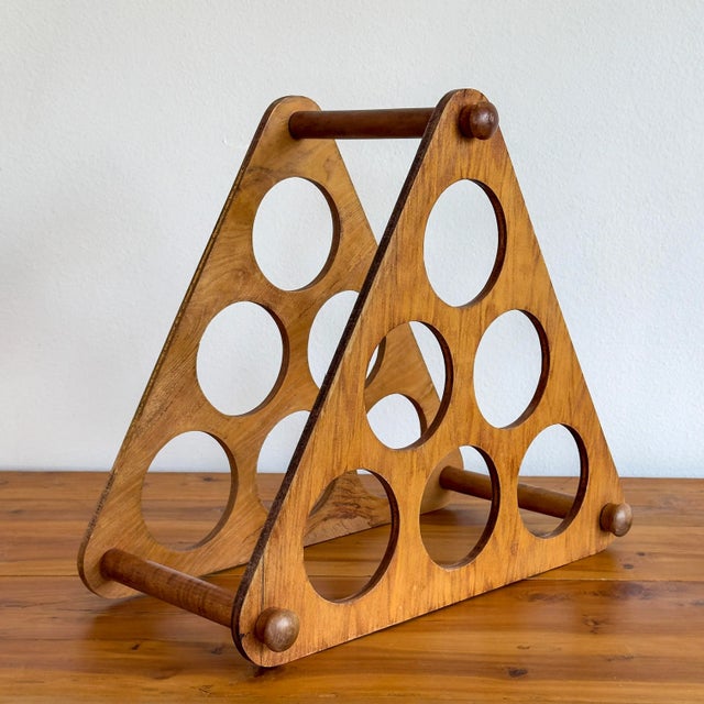 Mid 20th Century Vintage Wood 6-Bottle Wine Rack For Sale - Image 5 of 7