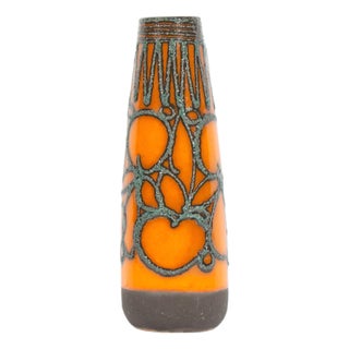 Strehla West German Mid-Century Orange Ceramic Vase For Sale