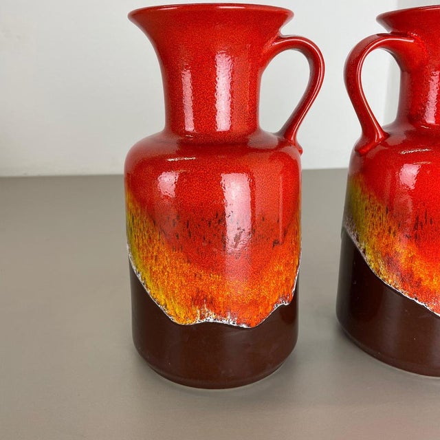 Ceramic Fat Lava Op Art Pottery Multi-Color Vases from Jasba Ceramics Germany, 1970s, Set of 2 For Sale - Image 7 of 18