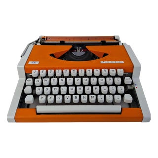 Unis Portable Typewriter in Orange, 1960s For Sale