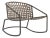 Brown Jordan Kantan Aluminum Suncloth Motion Lounge Chair, Textured Pewter frame with Mica fabric For Sale