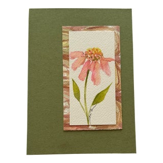 Signed Original Watercolor Botanical Painting “Cone Flower” For Sale