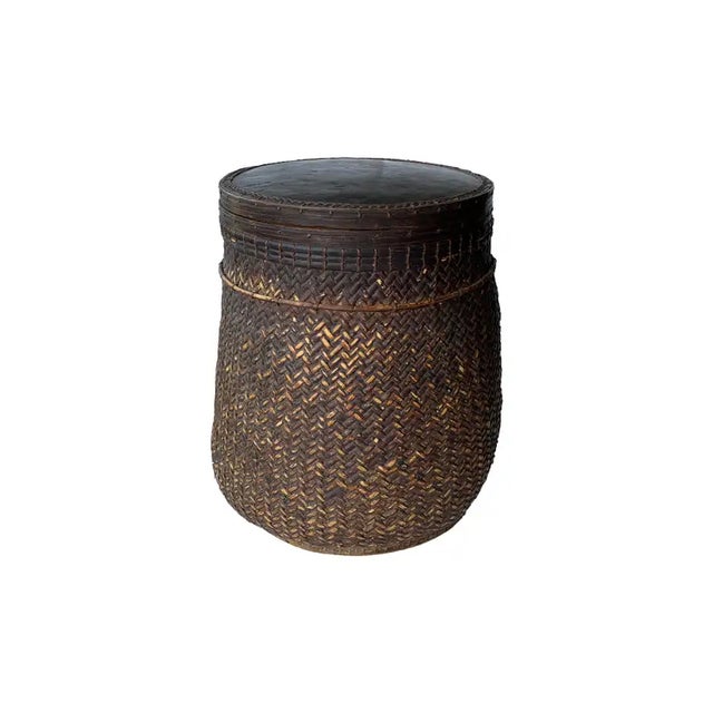 Folk Art Rattan Basket Dayak Tribe Hand-Woven From Kalimantan, Borneo, Mid 20th Century For Sale - Image 3 of 7