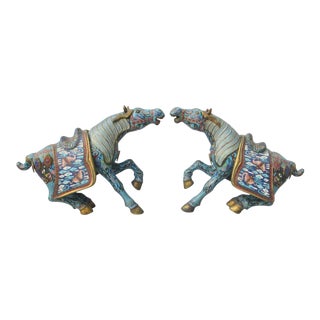 Vintage 1960s' Chinese Enamel Horses - a Pair For Sale