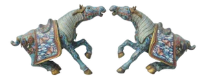 Vintage 1960s' Chinese Enamel Horses - a Pair