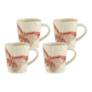 Bordallo Pinheiro Cloudy Butterflies By Claudia Schiffer Mugs, Set of 4 For Sale