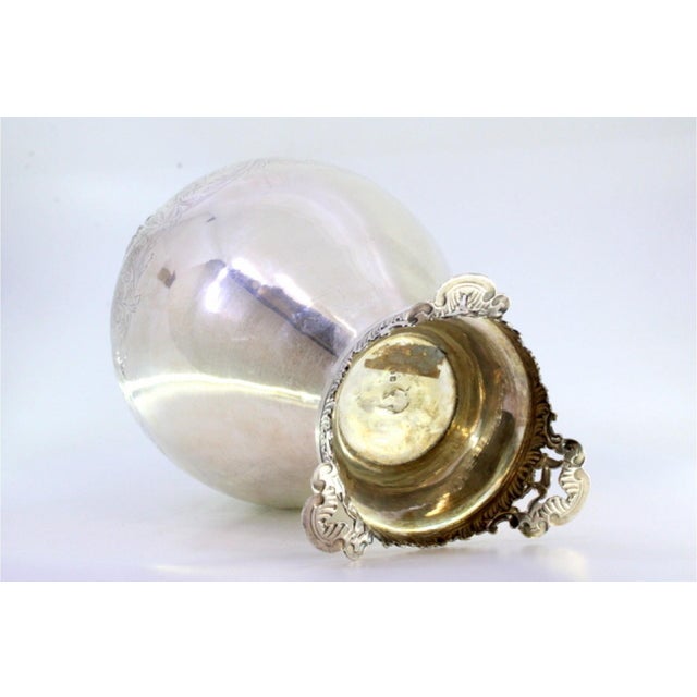 Silver Rounded Silver Vase with Engraved Floral Rim Motifs For Sale - Image 8 of 9