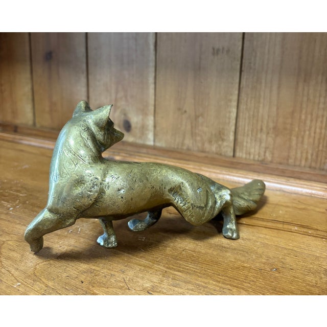 English Vintage English Brass Fox For Sale - Image 3 of 5