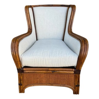 Rattan Lounge Chair in the Style of McGuire, Philippines, C. 1980s–1990s For Sale
