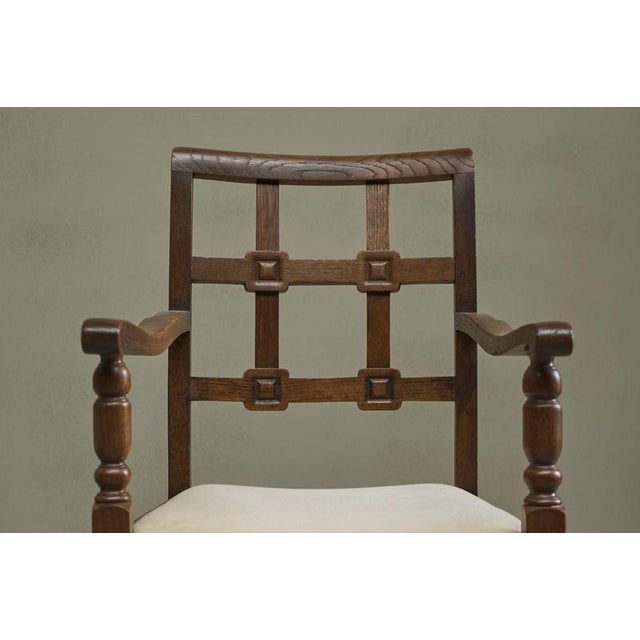French Chairs in Oak and Velvet, 1940s, Set of 4 For Sale - Image 3 of 14