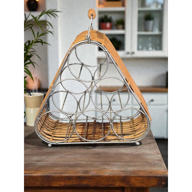 The Vintage Triangle Mid-Century Modern Bamboo & Metal 6 Bottle Wine Rack is a stylish and functional addition to any...
