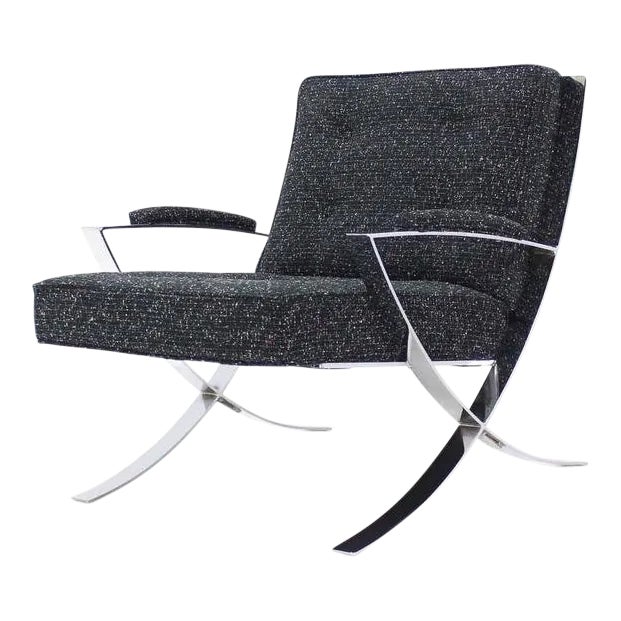 Early 20th Century Vintage Scissor X-Base Chrome Lounge Chair For Sale - Image 10 of 10
