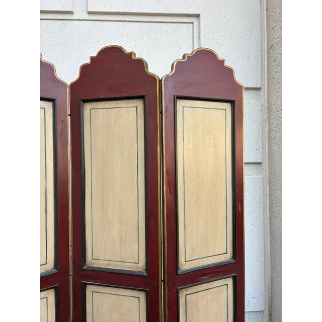 Italian Neoclassical Hand Painted Wood Four Panel Screen, 1950s For Sale - Image 15 of 17