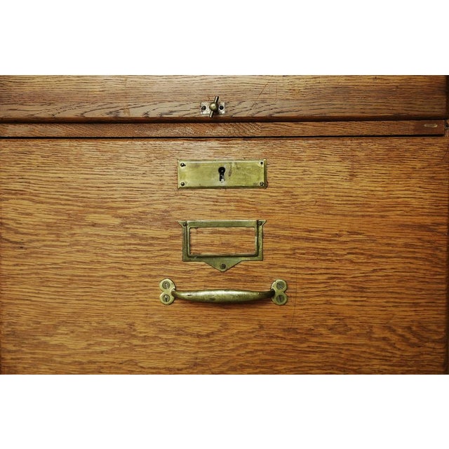 Vintage English Industrial Oak Filing Cabinet with Drawers, 1920s For Sale - Image 6 of 18