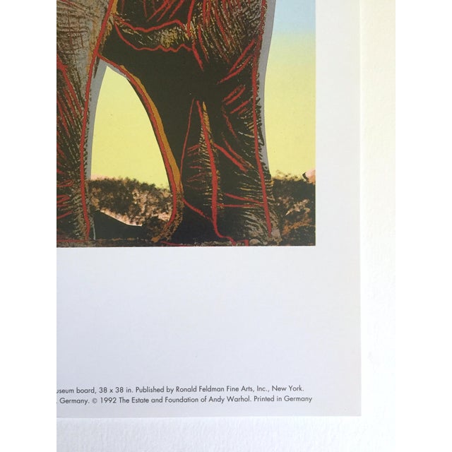 Andy Warhol Estate Vintage 1992 Endangered Species Collector's Lithograph Pop Art Print "African Elephant " 1983 For Sale In Kansas City - Image 6 of 9