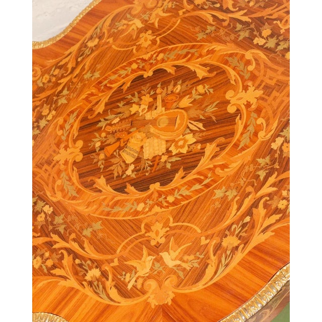 1900 - 1909 1900s French Louis XV Boulle' Style Inlaid Wood Table With Gilt Ormolu Mount For Sale - Image 5 of 12