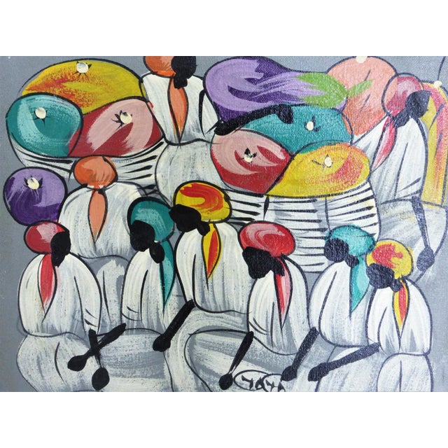 Caribbean paintings on canvas framed in white painted wooden 90s h46 x w36 x p2 h25 x l29 x p2 h26 x l3 x p2 this piece...