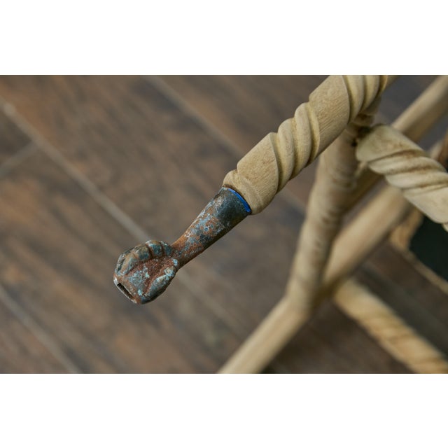 Late Victorian Oak Barley Twist Armchair with Zebra Hide, Ball and Claw Feet For Sale - Image 4 of 12