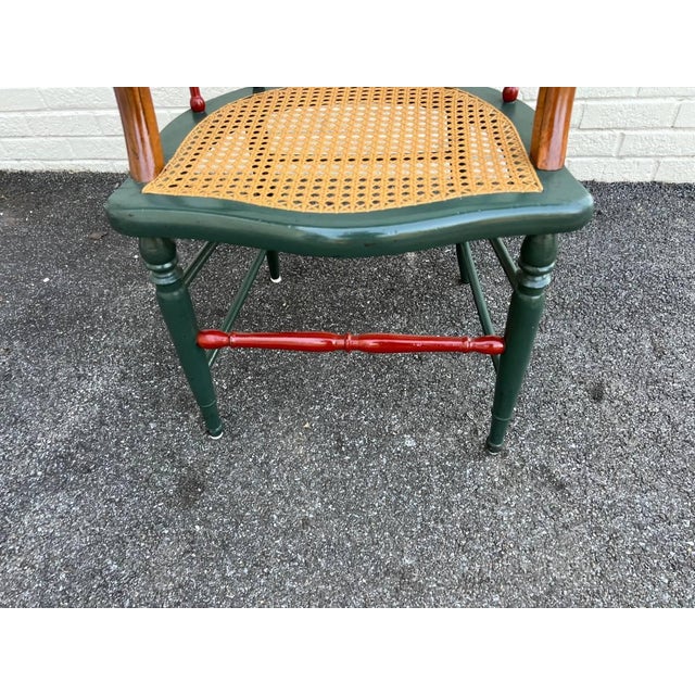 Vintage 20th Century Barrel Back Cane Seat Captain Chair For Sale - Image 10 of 12