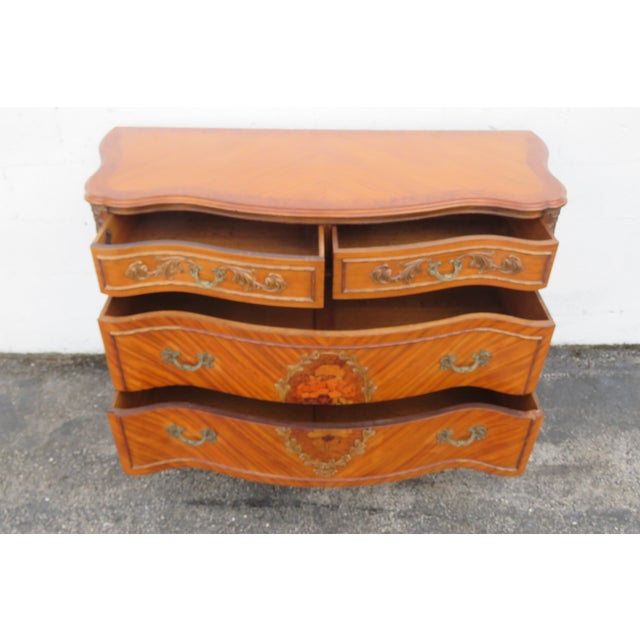 French Early 1900s Inlay Carved Dresser Bathroom Vanity and Mirror For Sale - Image 10 of 18